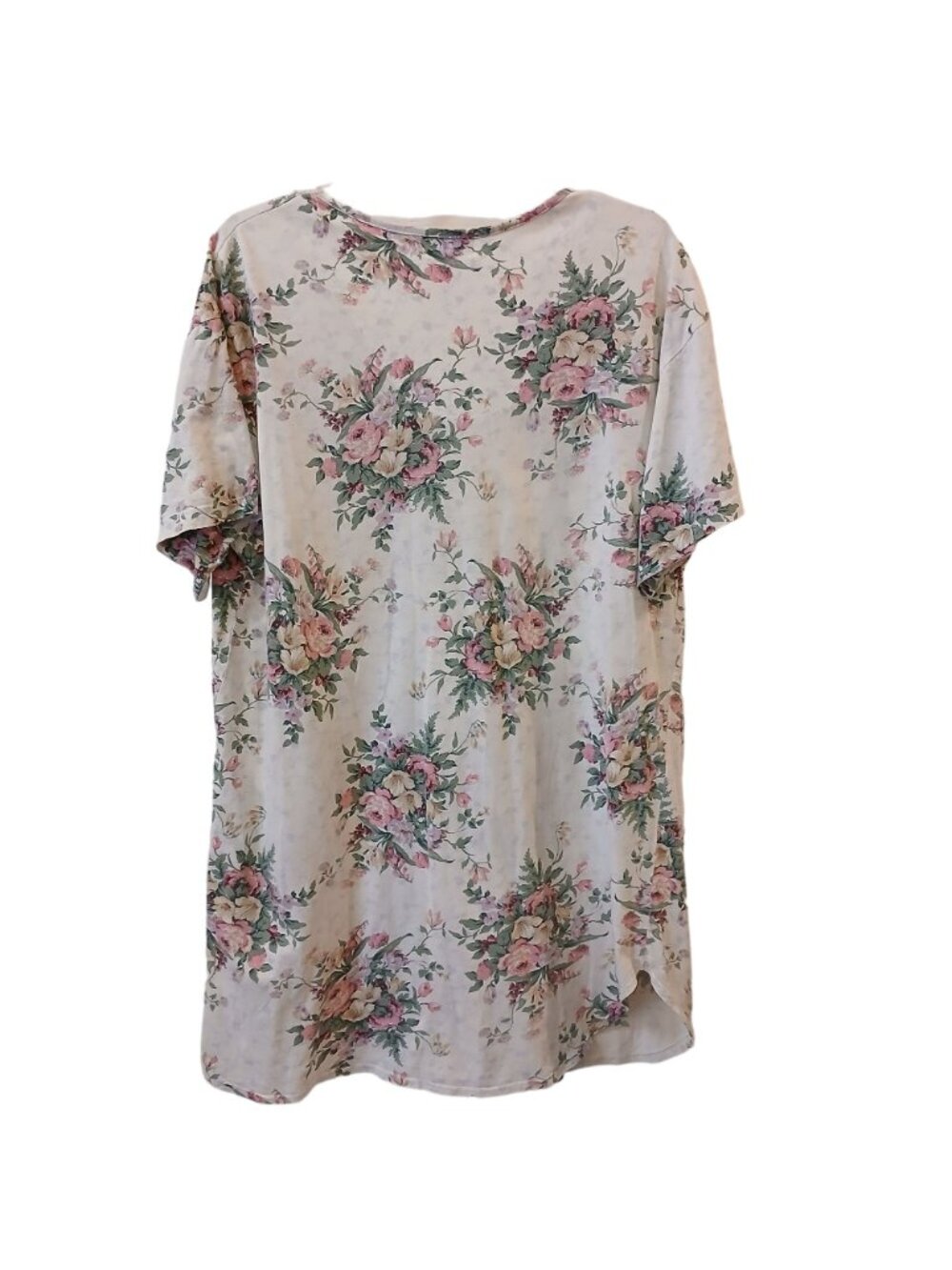 Earth Angels Floral Nightgown Large 100% Cotton Lace Trim VTG Made Hong Kong D33 - Picture 3 of 6